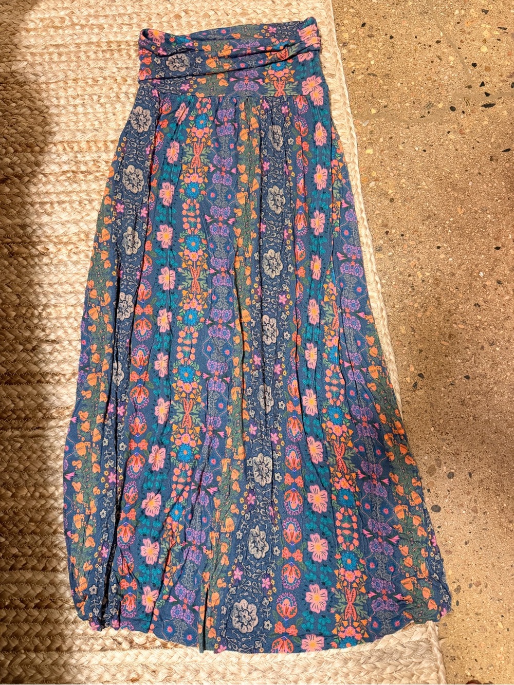 NATURAL LIFE Floral Maxi Skirt S Boho Foldover Waist